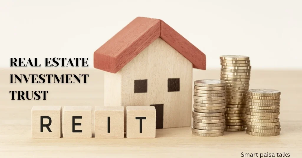 Real estate investment trust reits, small house beside of coins